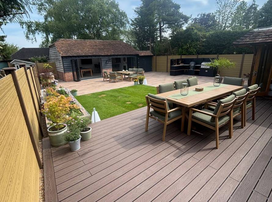 Finished garden transformation with lawn and decking